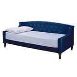 English Elm Lucy Upholstered Button Tufted Sofa Bed, Navy Blue Velvet