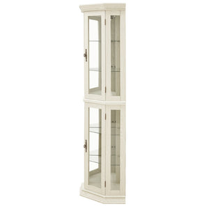 English Elm Lighted Corner Curio Cabinet with Led Glow Tempered Glass Shelves and Mirrored Back W2275P292641