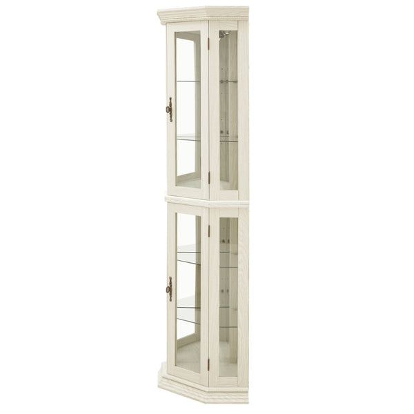 English Elm Lighted Corner Curio Cabinet with Led Glow Tempered Glass Shelves and Mirrored Back W2275P292641