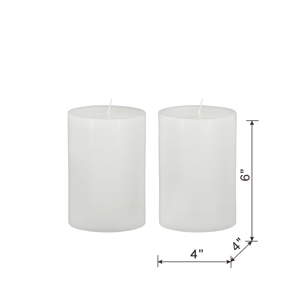 English Elm 4x6" Soy Wax Unscented Pillar Candles 2-Pack — Clean-Burning Renewable Glow for Home Decor White W2078P228018