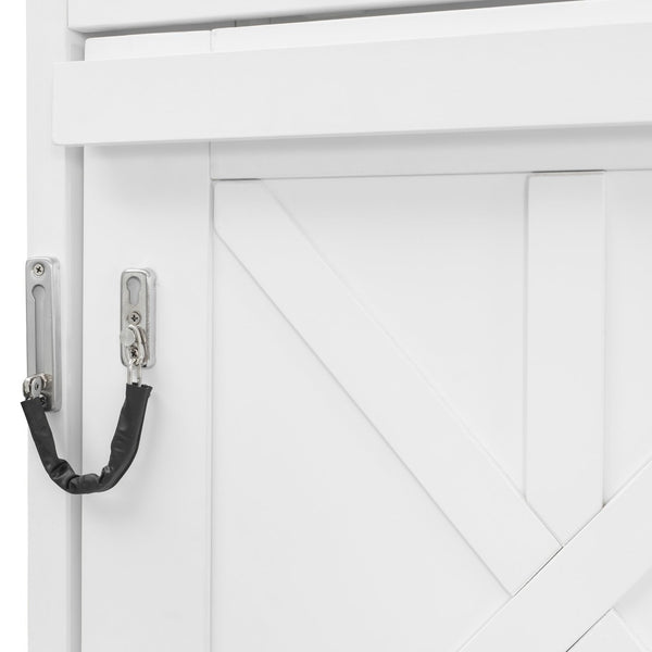 English Elm Queen Size Elegant Wall-Mounted Murphy Bed With Stylish Storage & Diamond Stripe Design, White N820S00062K-GIGA