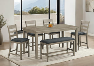 English Elm Bench, 46" Transitional Upholstered Dining/Kitchen Bench in Antique Grey Wood with Padded Black Seat, 250 lb Capacity B2710P287014