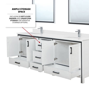 English Elm White Double Bath Vanity 84 in W x 22 in D with Cultured Marble Top, Chrome Faucet & 34" Mirrors, Durable B2731S01147