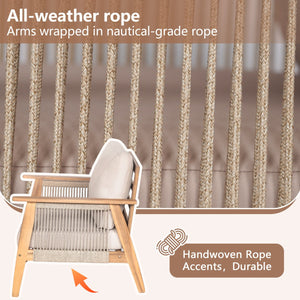 English Elm Christopher Knight Home® - Outdoor 4-Piece Acacia Wood Sectional Sofa Set With Durable Rope Accents And Water-Repellent Cushions N757S438679B