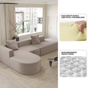 English Elm L Shaped Modular Sectional Sofa - 5-Seater Camel Corduroy Couch With Movable Ottoman, No Assembly W3670S00004