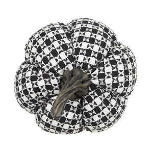 English Elm Set Of 2 Black-White Plaid Fabric Pumpkins - Cozy Rustic Décor For Fall & Halloween Displays W2078P237308-GIGA