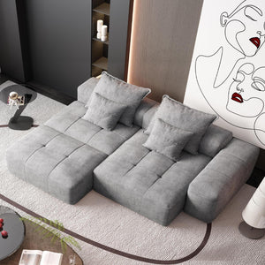 English Elm Modern Modular Sectional Sofa Set In Sparkling Chenille - 4-Piece Diy Design With Ottoman & Pillows W1885S00056