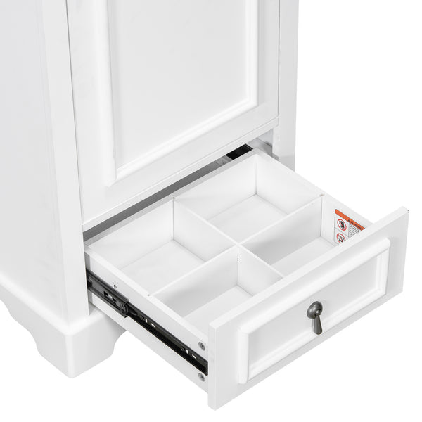 English Elm 20 Inch Bathroom Vanity with Ceramic Sink, Soft-Close Door, Adjustable Shelf, Smart Storage Organizing Design White N729P299505K