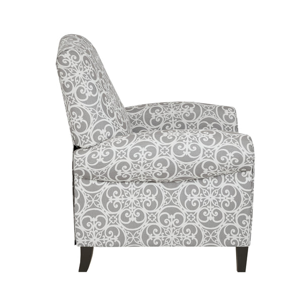 JLA Home Madison Park - Push Madison Park Kirby Recliner — Grey Fretwork Upholstery, High Camel Back, Removable Cushion, 300 lb Capacity MP103-0610