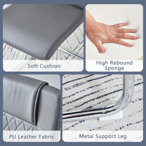 English Elm Table And Chair Set - Luxurious Black Marble-Patterned Top With Stylish Stainless Steel Legs & 4 Pu Chairs W1151S01961-GIGA