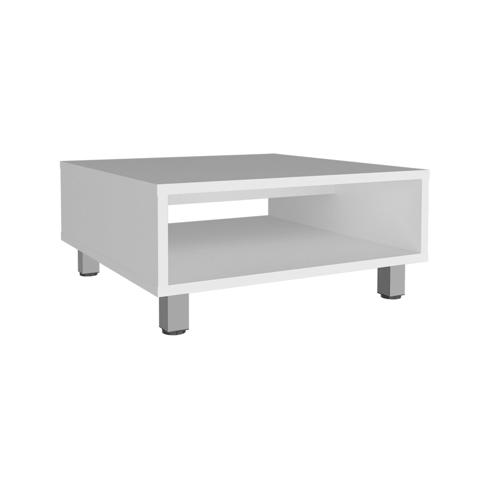 English Elm Eclipse low 10" modern square coffee table with open shelf, compact particleboard design for style and storage White 12.9 L x 64 W x 7 H B070P254752