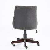 English Elm ,Medieval Retro Style Sheepskin Pattern Fabric Home Office Chair With Lift, Swivel and Recline Functions,Gray Color