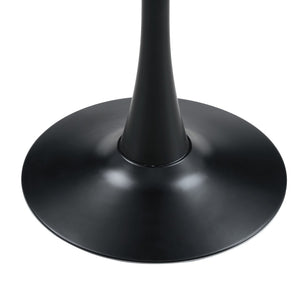 English Elm Round Faux Marble Tulip Pedestal Dining Table Mid Century Modern for Small Bistro Spaces Black+Gery W2920P405346