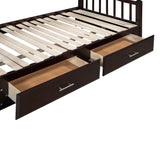 English Elm Wooden Twin Size Daybed With Twin Size Trundle, Extendable Daybed With Two Storage Drawers, Espresso(Expected Arrival Time:9.12)