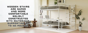 English Elm Black Metal Loft Bed with Built-in Desk Rgb Led Lighting and Charging Station White W1671S00010