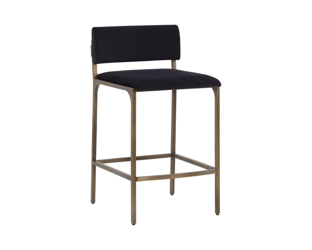 Sunpan MORI Counter Stool - Elegant Abbington Black Fabric with Gold Frame for Modern Kitchen Comfort 112558