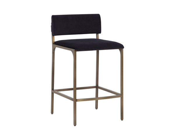 Sunpan MORI Counter Stool - Elegant Abbington Black Fabric with Gold Frame for Modern Kitchen Comfort 112558