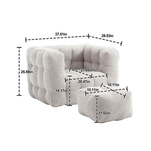 English Elm Coolmore Compact Velvet Armchair With Ottoman – Soft Chenille, Modern Design For Cozy Spaces W1152P325690