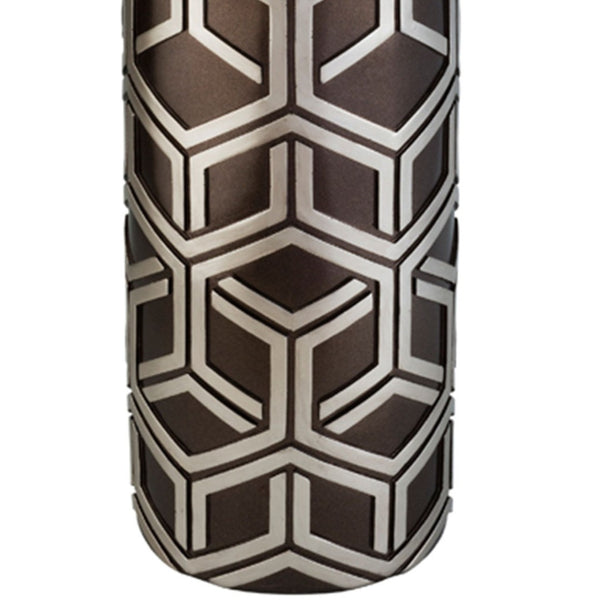 English Elm 22" Polyresin Floor Vase Bamboo Weave Texture Chestnut Tones for Coastal Boho Decor B072115831