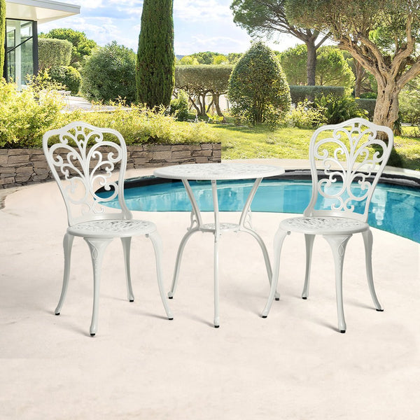 English Elm Best 3-Piece Outdoor Rust-Resistant Cast Aluminum Bistro Set for Patio, Balcony, Porch, Garden White W640P250970