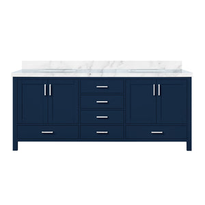 English Elm Navy Double Bath Vanity 80"W x 22"D with Carrara Marble Top, Solid Wood, Soft-Close Drawers, Storage B2731P258957