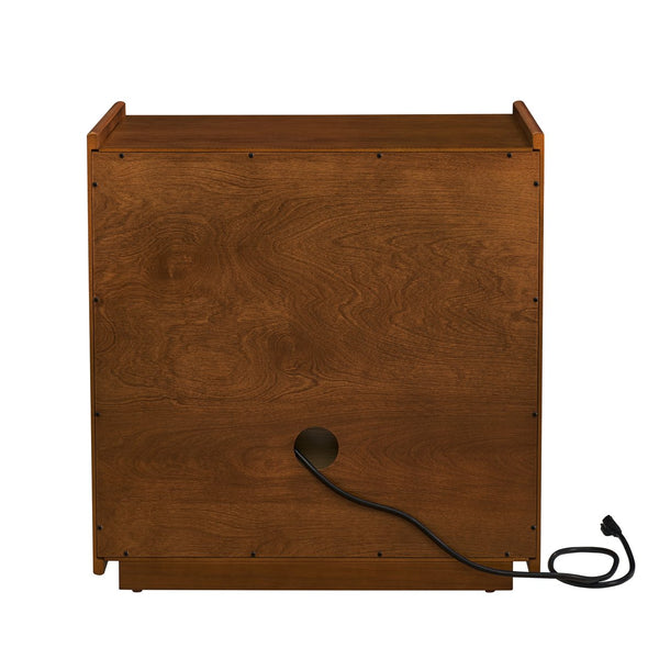 English Elm Mid Century Modern Nightstand With Usb Charging Ports, Glass Drawer & Ample Storage For Any Room W1801P303389