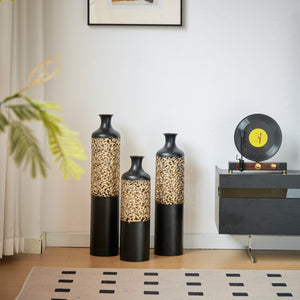 English Elm Floor Metal Vases Set Of 3 – Elegant White & Gold Decor For Modern Home Accents, 20.8"-28.7" Tall W2796P234278