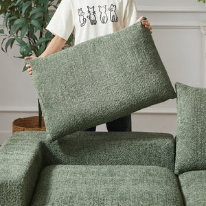 English Elm 99-Inch Chenille Cloud Curved Sectional Sofa - L-Shaped, No Assembly, Deep Seats & Neck Pillows Included W834S00479