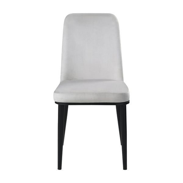 English Elm Beige Velvet Salerno Side Chair Set of 2 with Black Metal Legs, Contemporary Upholstered Dining Seating B011P366077