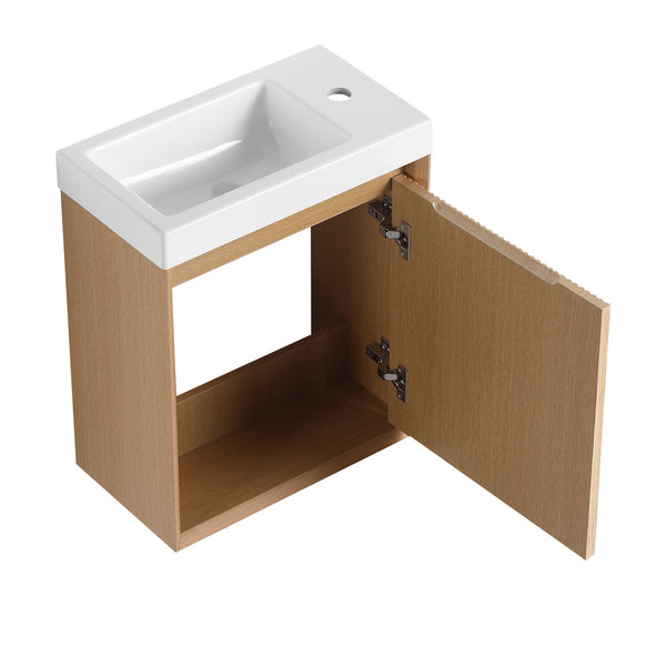 English Elm 18.5" Wall-Mounted Bathroom Vanity With Resin Sink & Soft-Close Door For Smart Space-Saving Design W1972P362127