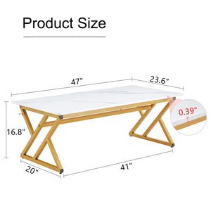 English Elm A Sintered Stone Top Coffee Table with Golden X Legs for Modern Living Rooms W1151P154282