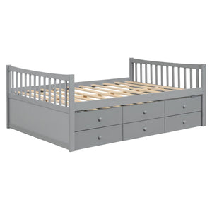 English Elm Full Size Daybed with Trundle Twin Pullout and Three Storage Drawers for Guest Rooms LP100341AAE