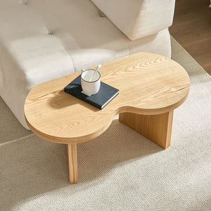 English Elm Modern Butterfly Coffee Table MDF 31.5" — Elegant Split Design, Spacious Top, Versatile Living Room Accent Natural W876P353937