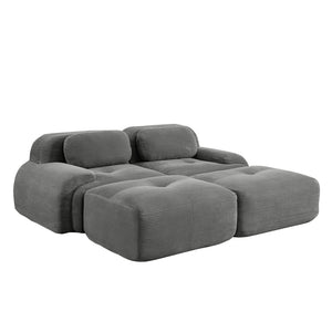 English Elm 2-seat Modular Corduroy Sofa Ergonomic Curved Design with Resilient Cushioning for Living Rooms Grey W714S01265