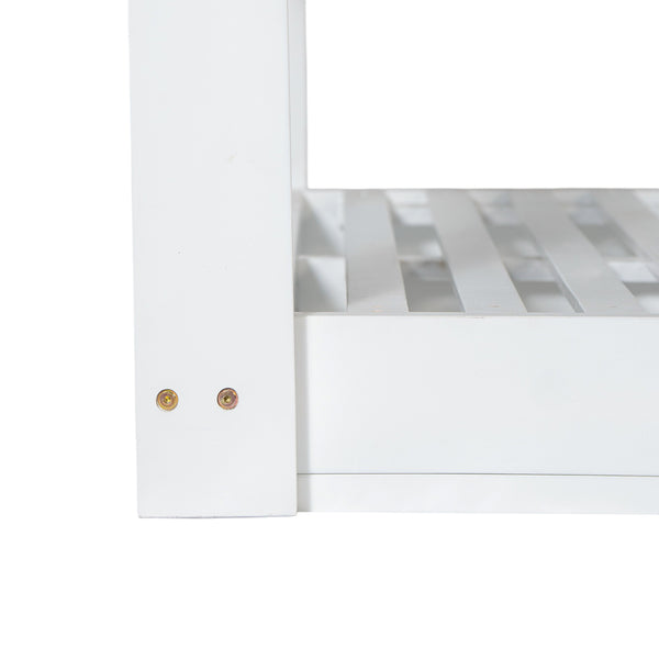 English Elm TOPMAX Acacia Wood Twin Porch Swing Bed Frame with High Back, 350lb Capacity & 118" Hemp Ropes White N717P265795K