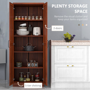 English Elm Homcom 63" Freestanding Kitchen Pantry With 5 Shelves, Adjustable Storage & Stylish Design In Tan W2225P229385