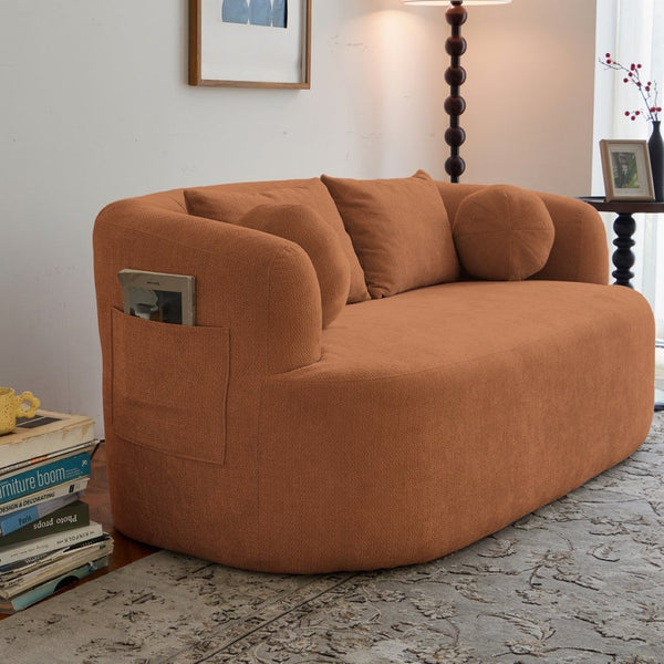 English Elm Sofa-in-a-box, Chenille Loveseat Frameless Foam 2 Seater for Modern Living Spaces Orange W668P381894