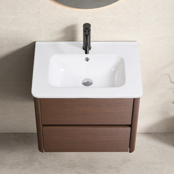 English Elm 23x18x19 Floating Bathroom Vanity Solid Wood Grain Soft Close Drawer Modern Storage W3402P370149