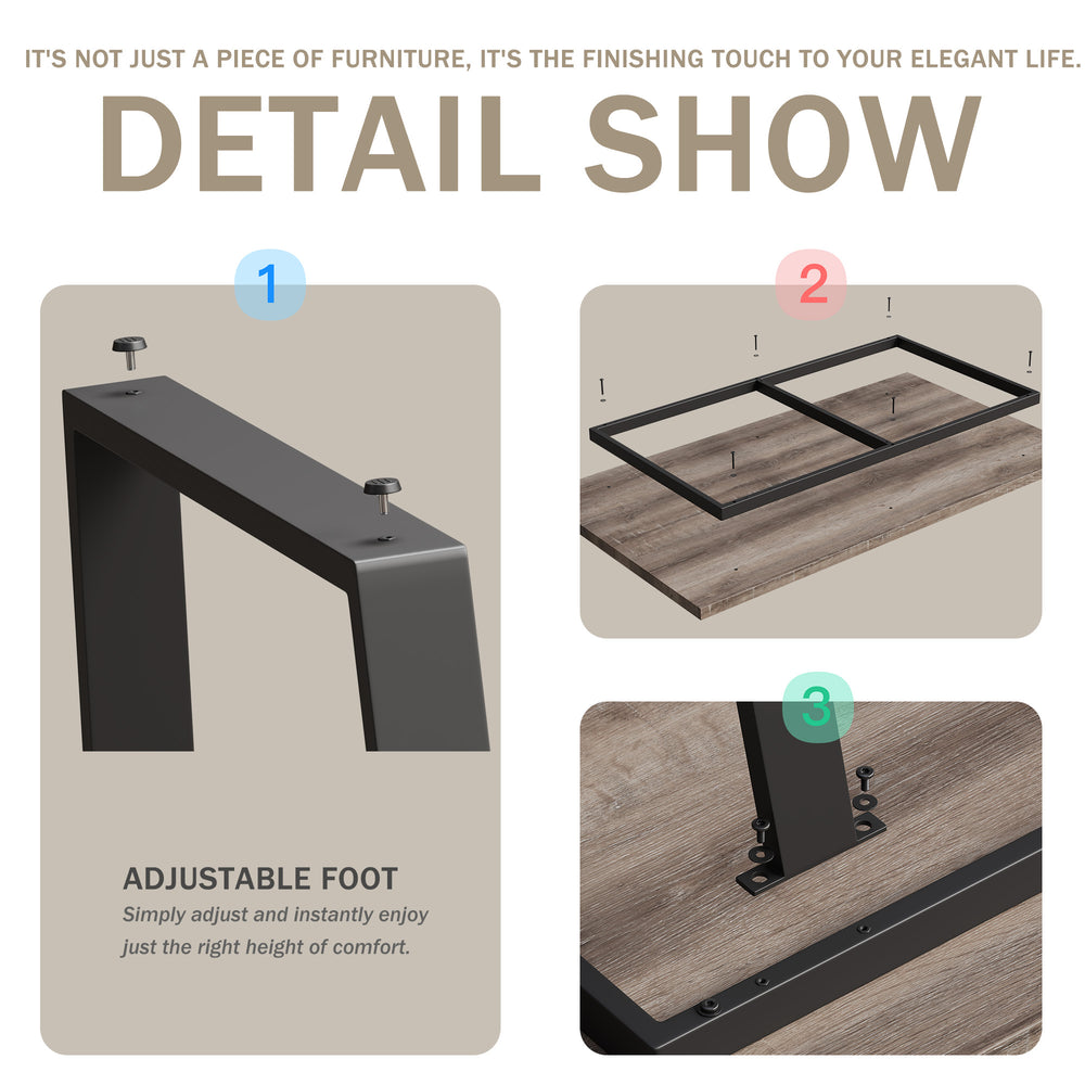 English Elm 62.9-inch MDF dining table for 6, modern brown rectangular design, waterproof surface, sturdy craft, eco-friendly appeal W1727P241145