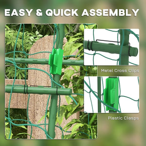 English Elm Outsunny A-frame Garden Arch Trellis Coated Steel Net Supports Climbing Vegetables W2225P174480