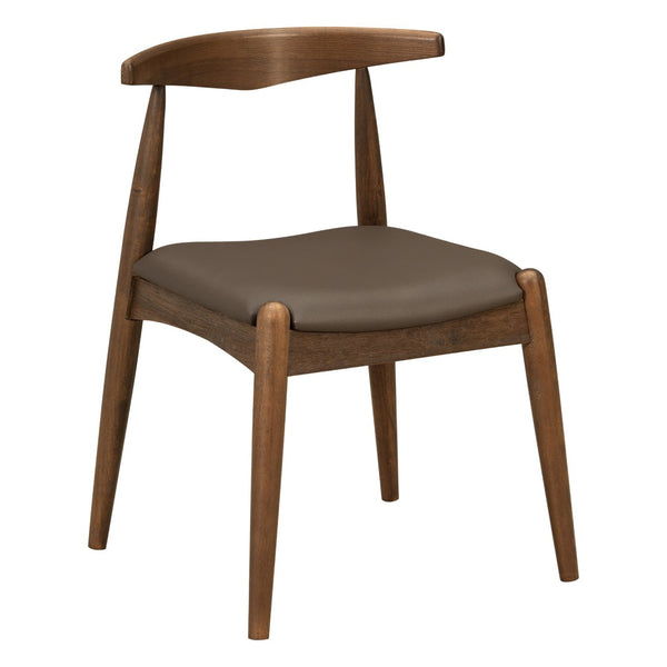 English Elm [video] 5-piece Mid-century Dining Set Rubberwood Frame Faux Leather Ergonomic Chairs Brown,Walnut N759S006011D