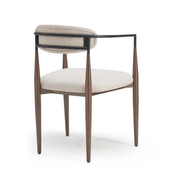 English Elm Dining Arm Chairs Set of 2 Gold Accent Iron Frame Upholstered Modern Minimalist Beige+Black N771P392272H