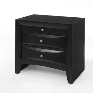 English Elm Black 2-Drawer Nightstand with Tray — Elegant Okume Veneer Bedside Storage, Durable Top, Classic Design B062P209405