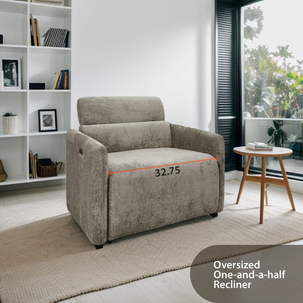 JLA Home Chapel Hill - Power Modern Recliner with USB-C Charging, High-Density Foam Comfort, Solid Wood Frame, Quiet Power Recline and Sleek Contemporary Design Beige CH103-0001