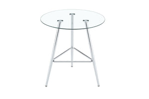 English Elm 36 Inch Round Glass Top Bar Table Chrome Tripod Base Modern Bistro Pub Style W3493P452043