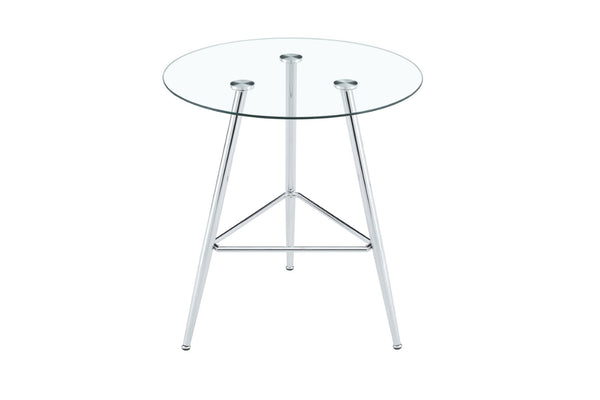 English Elm 36 Inch Round Glass Top Bar Table Chrome Tripod Base Modern Bistro Pub Style W3493P452043