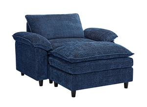 English Elm Accent Chair With Ottoman - Luxurious Chenille Lounge Chair For Living Room, Bedroom, Or Office W2100S00107