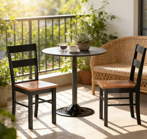 English Elm Wood Windsor Spindle Back Dining Chair Set of Four Solid Rubberwood Farmhouse Matte Black T3971P429713