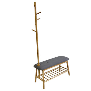 English Elm Contemporary Entryway Bench with Open Shoe Storage, Fabric Seat & Coat Rack Compact Space Saver Gray,Natural 38 L x 15 W x 7 H B2741P343804