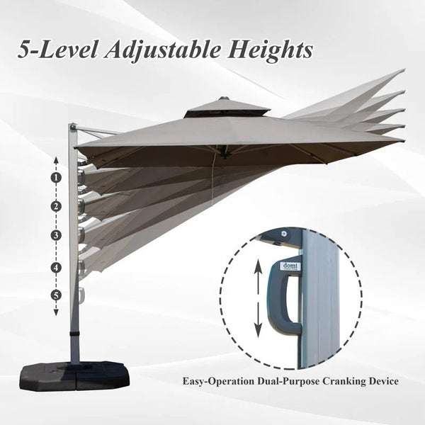 English Elm 9 9 ft Aluminum Cantilever Patio Umbrella with Tilt, Hydraulic Lift, UPF50+ Canopy, Rustproof Frame Gray W1859P337823